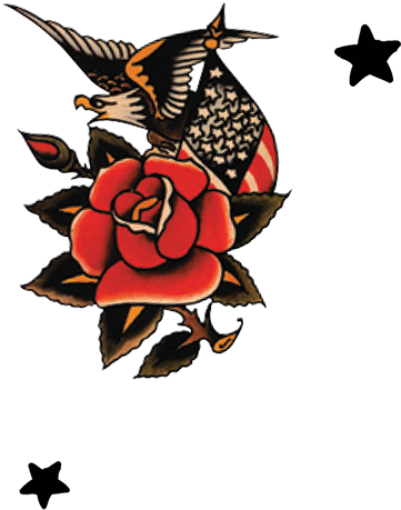 Sailor Jerry - Old School Rose Sailor Jerry (426x500), Png Download