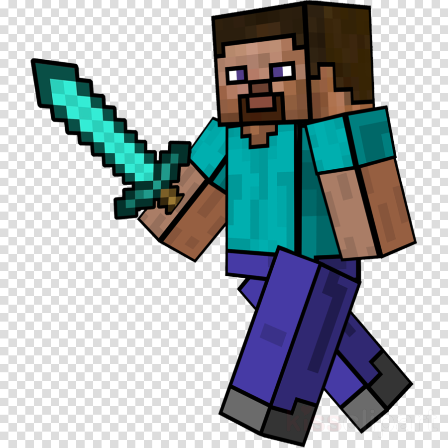 Steve With Diamnd Sword Clipart Minecraft (900x900), Png Download