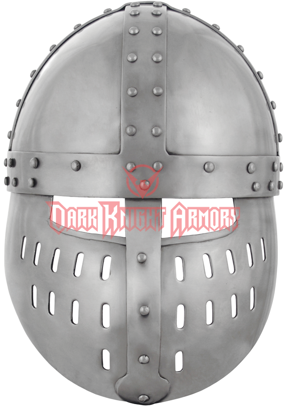 Crusader Spangenhelm With Face Guard (850x850), Png Download