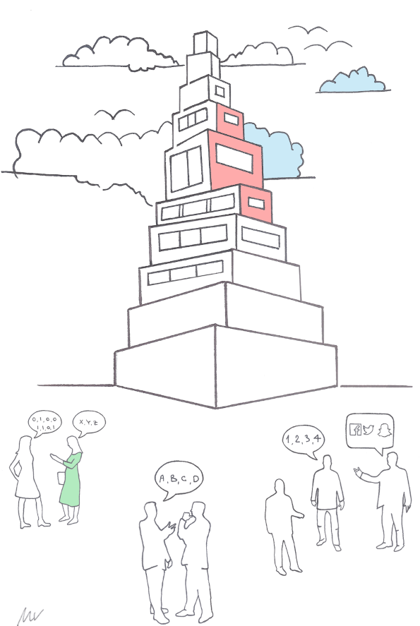 The Tower Of Babel Of Today's Digital Communication (600x930), Png Download