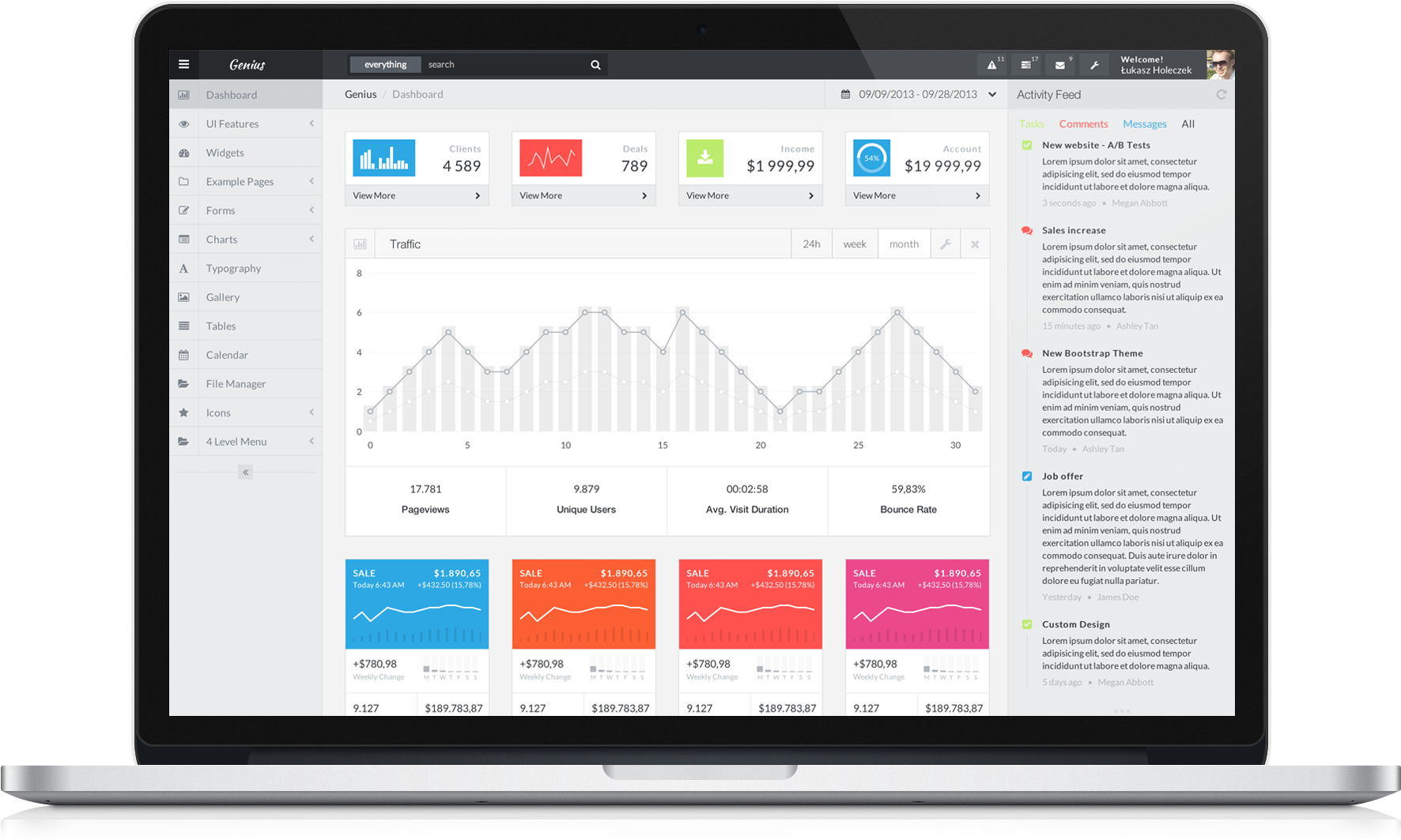 Genius Bootstrap Admin Template (1942x1134), Png Download
