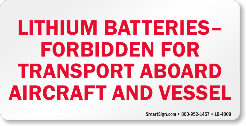 Lithium Batteries Forbidden Label (800x410), Png Download