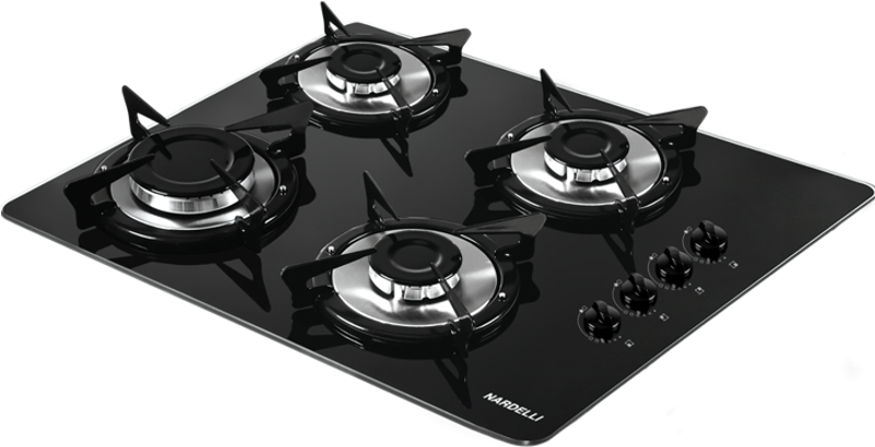 Cooktop A Gás 4 Bocas Nv4 Nardelli Preto (800x455), Png Download