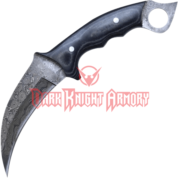 Damascus Steel Karambit Knife From Dark Knight Armoury (592x592), Png Download
