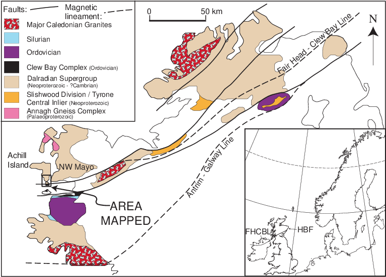 Geological Map Of Northwest Ireland With South Achill (815x560), Png Download