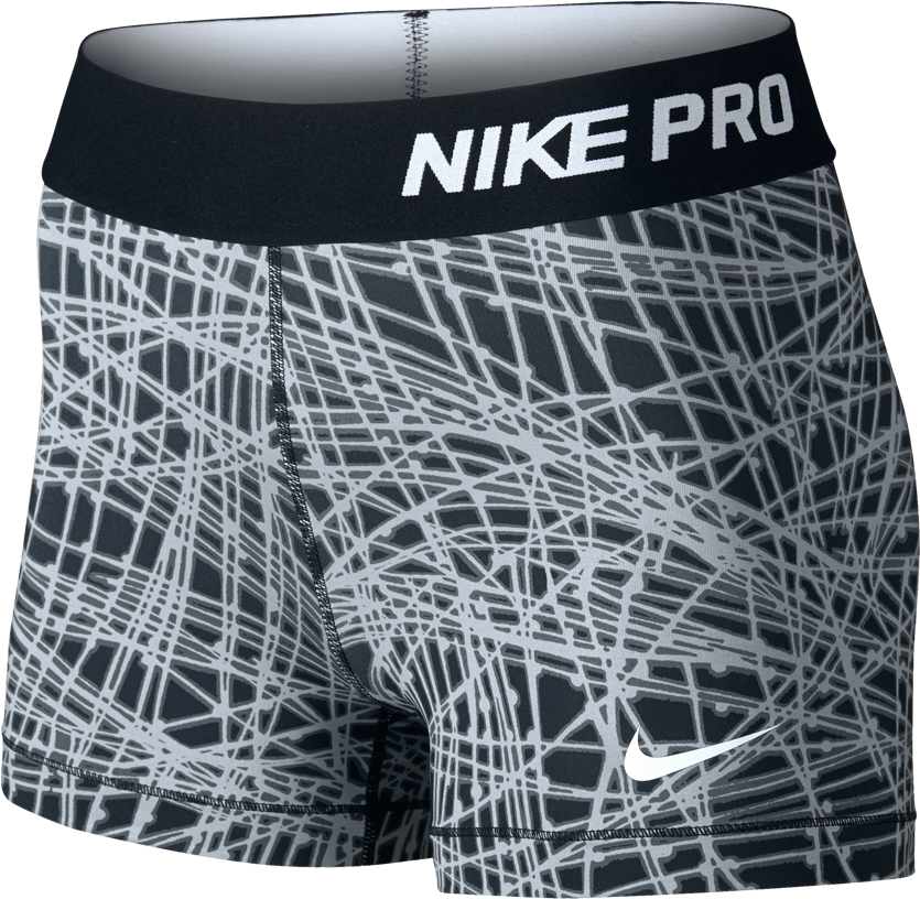 Nike Women's Pro Cool Tracer 3" Short Black Print (960x960), Png Download