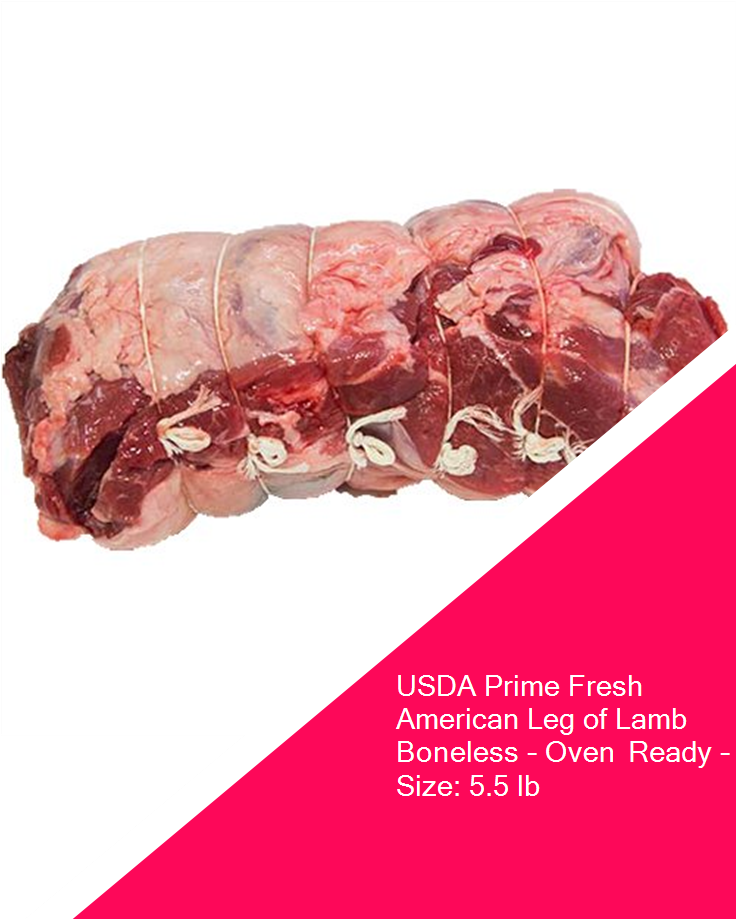Usda Prime Fresh American Leg Of Lamb Boneless Oven (735x1100), Png Download