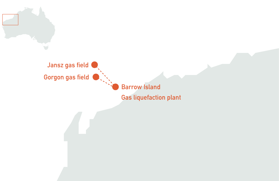 Gorgon Lng Project Outline (1006x614), Png Download