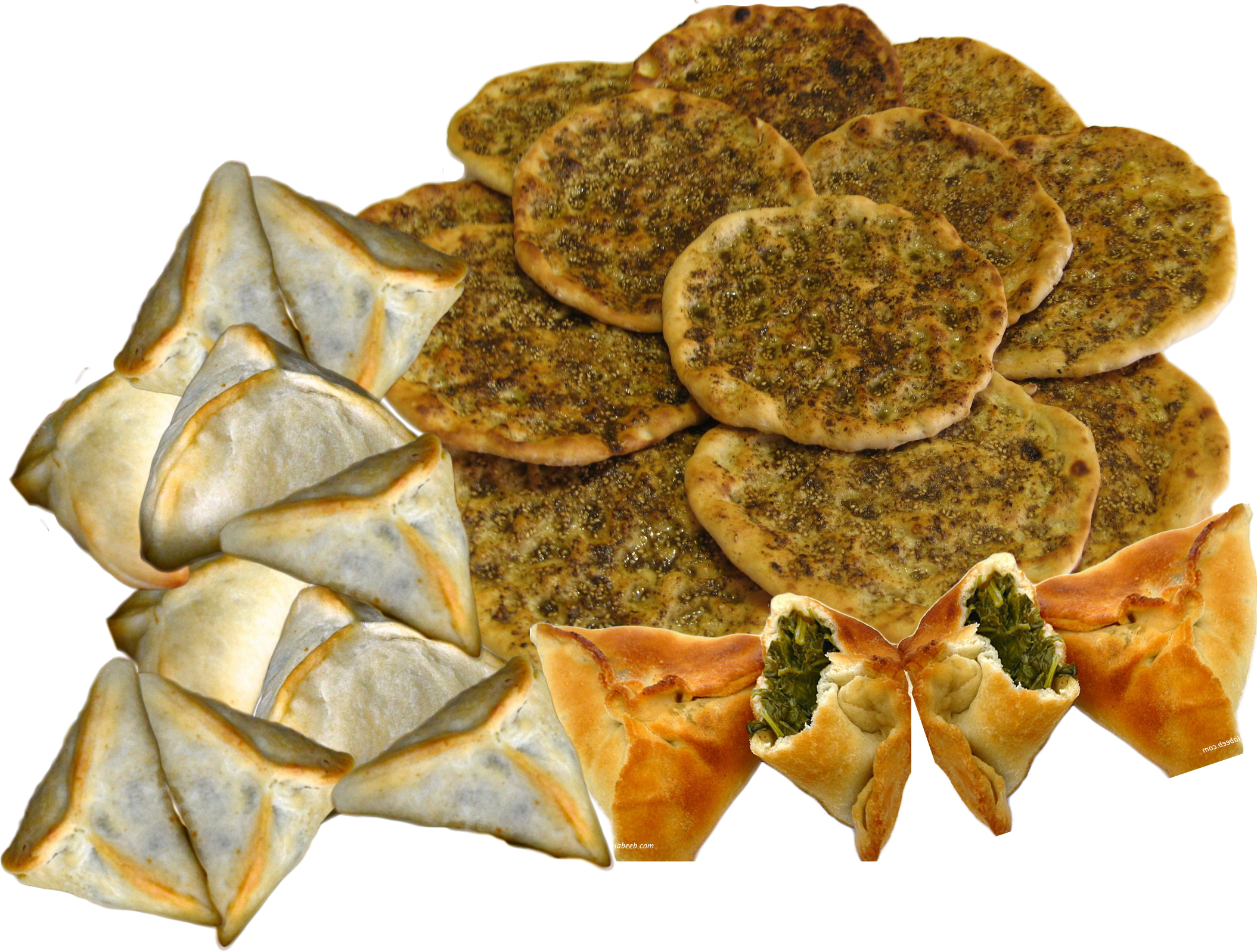 Spinach, Meat, Zaatar And Cheese Baked Pies (2109x1598), Png Download