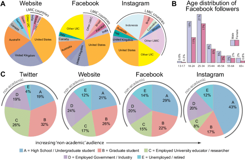 Geographic Distribution Of Website Traffic And Facebook/instagram (850x566), Png Download