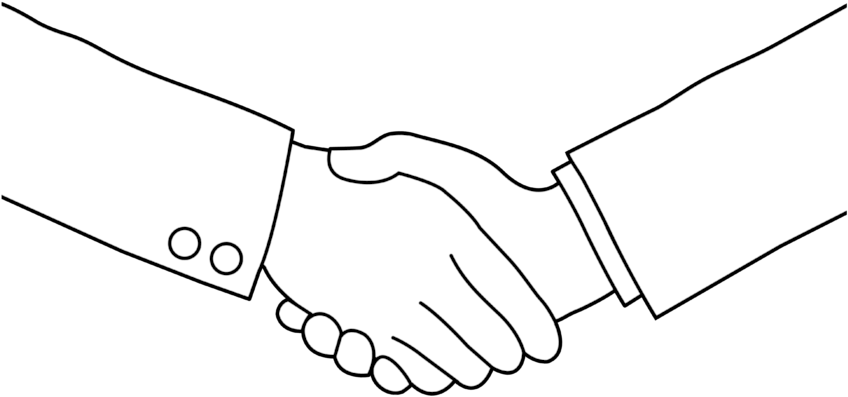 Shaking Hands Clip Art Black And White (888x436), Png Download