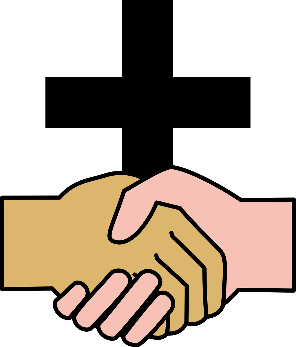 Preview Clipart - Shaking Hands With A Cross (655x768), Png Download