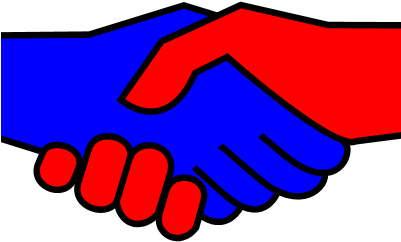 Philosophy Clipart Handshake - Blue Hand Shaking Red Hand (400x400), Png Download