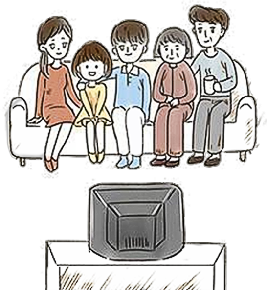 Cartoon Television Drawing Illustration - Family Watching Tv Cartoon (550x598), Png Download