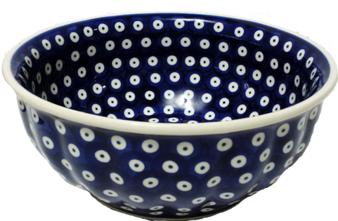 9" Salad Bowl In Polka Dot Pattern - Ceramic (480x362), Png Download
