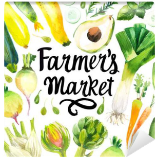 Illustration With Watercolor Food - Farmers' Market (400x400), Png Download