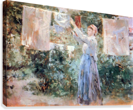 The Farmer Hanging Laundry By Morisot Canvas Print - Poster: Berthe Morisot The Farmer Hanging Laundry Impressionist (428x352), Png Download