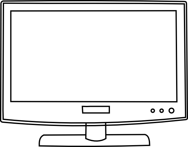Clipart Info - Colour Tv Clipart Black And White (600x468), Png Download