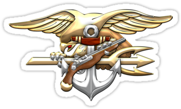 Navy Seals Trident Emblem " Stickers By Serge - Navy Seal Logo Png (375x360), Png Download