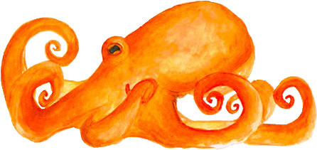 Transparent Octopus - Transparent Png Tumblr Orange (500x312), Png Download