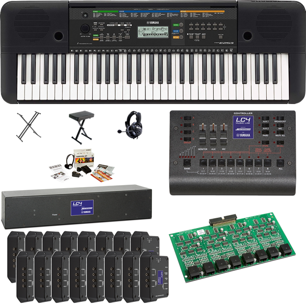 Yamaha Lc4 Basic Music Lab For 16 Students And 1 Teacher - Yamaha Psr-e253 Portable Keyboard Package With Headphones, (600x600), Png Download