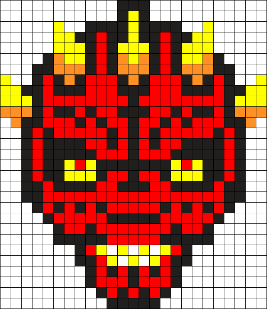 Darth Maul Head Perler Bead Pattern / Bead Sprite - Hama Beads Star Wars Darth Maul (526x610), Png Download
