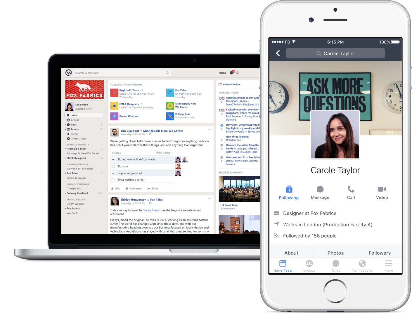Facebook Owner Mark Zuckerberg Makes Workplace Available - Workplace By Facebook Mobile (1410x1075), Png Download