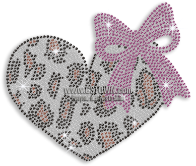 Heart In Polka Dot Texture With Bowknot Iron On Transfer - Cross-stitch (450x450), Png Download