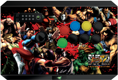 Girls Cuddling Around A Big Black Shiny Joystick - Razer Atrox Street Fighter 5 (500x375), Png Download