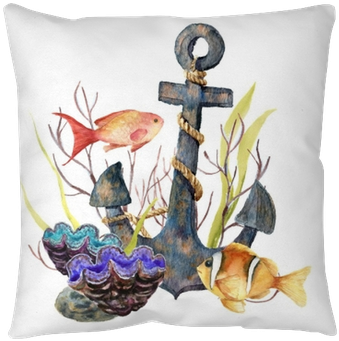 Watercolor Tropic Sea Card - Koraal Anker (400x400), Png Download