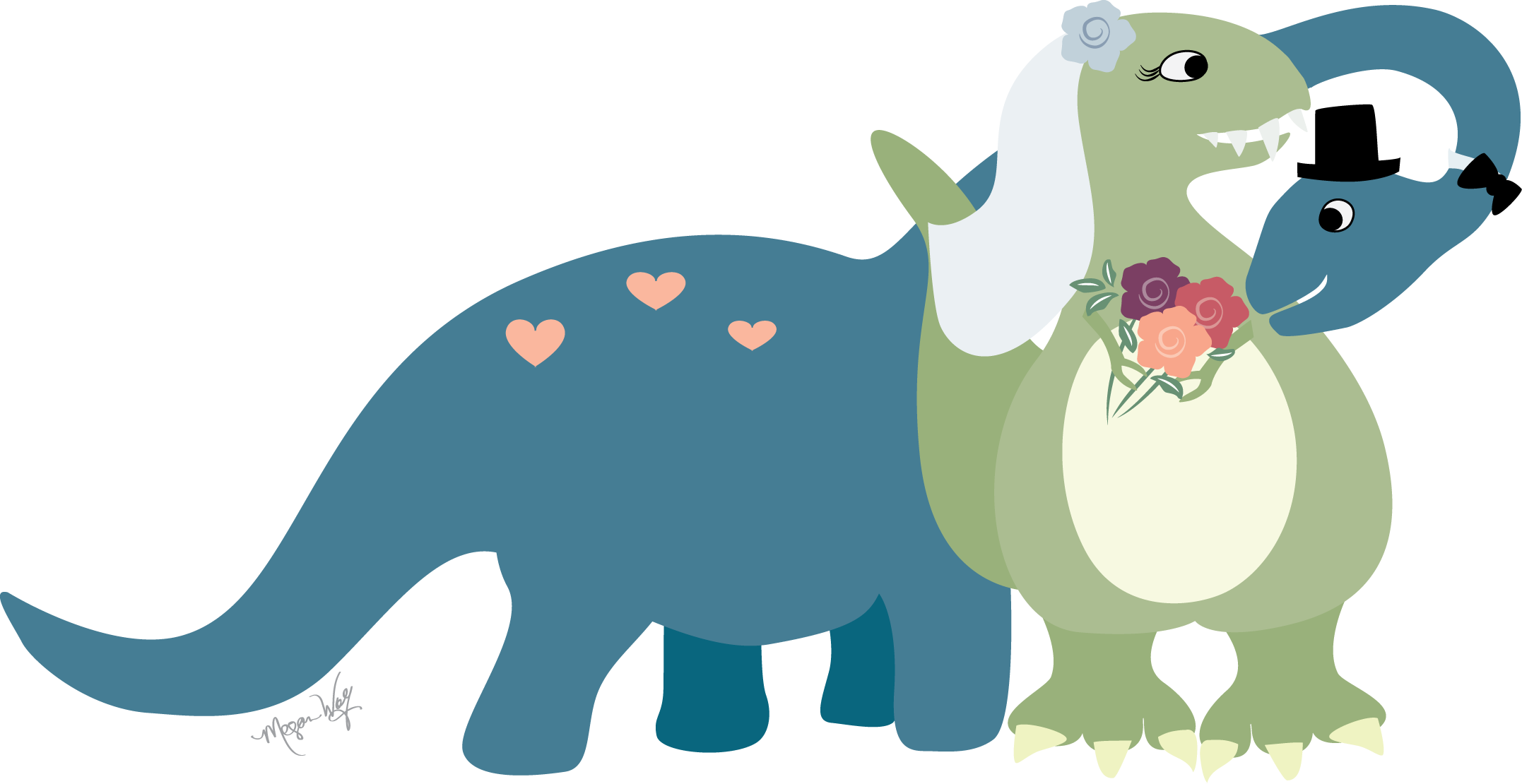 Dinosaur Clipart Wedding - Dinosaur Wedding (2154x1110), Png Download