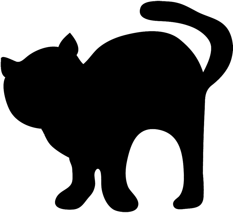 Black Silhouette Of Cat - Black And White Silhouette (886x812), Png Download