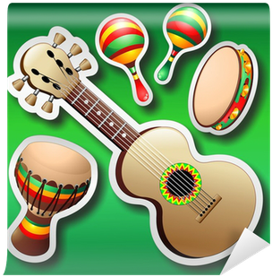Png Library Library Bongo Stickers On Green Chitarra - Guitarras Y Maracas (400x400), Png Download