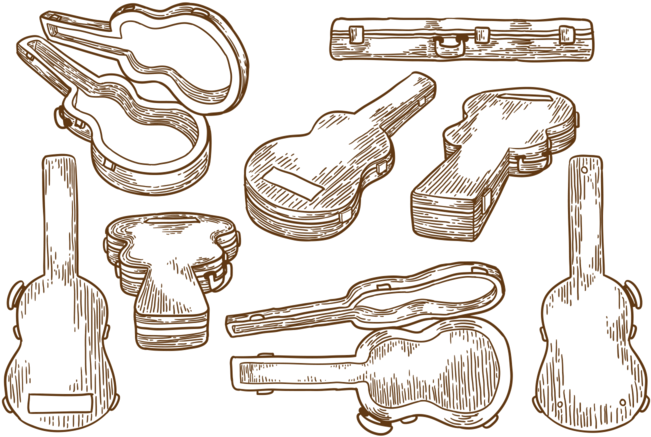 Guitar Case Vector Pack - Drawing (700x490), Png Download