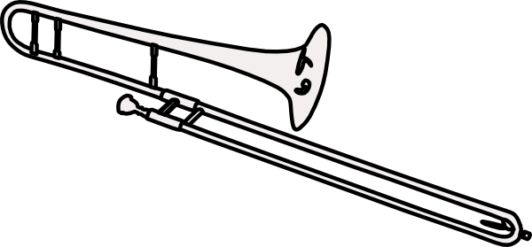 Trombone - Trombone Clipart Black And White (600x279), Png Download