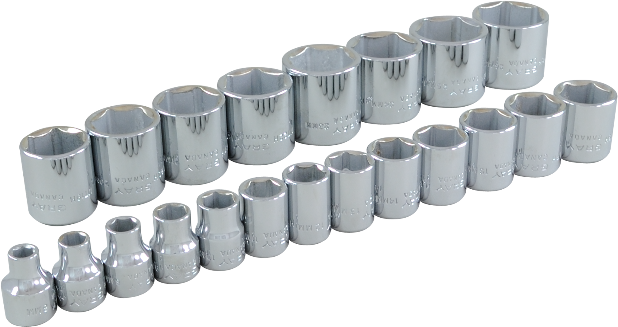 3/8" Drive 21 Piece 6 Point Standard Metric Socket (2048x2048), Png Download