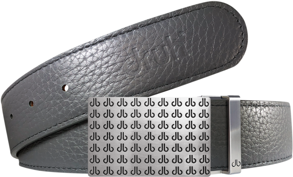 Grey Full Grain Textured Leather Belt With Black Db (1024x1024), Png Download