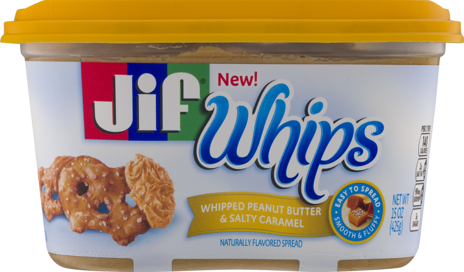 Jif Whips Whipped Peanut Butter & Salty Caramel Spread, (1800x1055), Png Download
