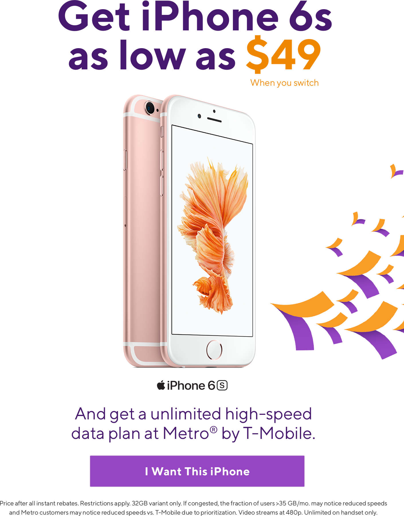 Get Iphone 6s From Metro By T-mobile For As Low As (1410x1800), Png Download