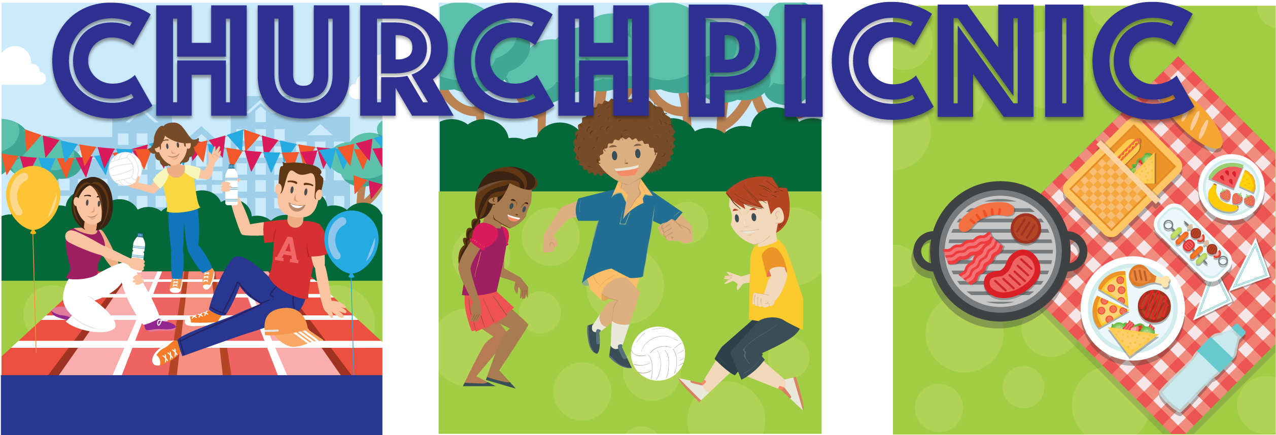 Church Picnic Art (2591x905), Png Download