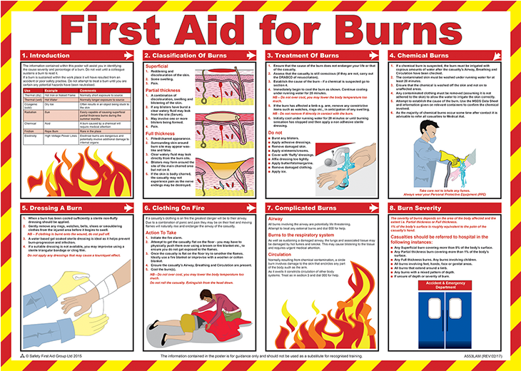 Brady Workplace Safety Poster First Aid For Burns (800x800), Png Download