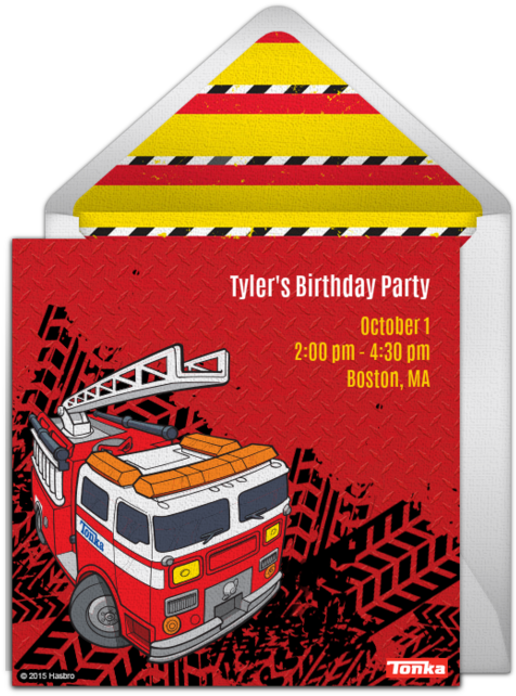 Tonka Fire Truck Online Invitation (650x650), Png Download