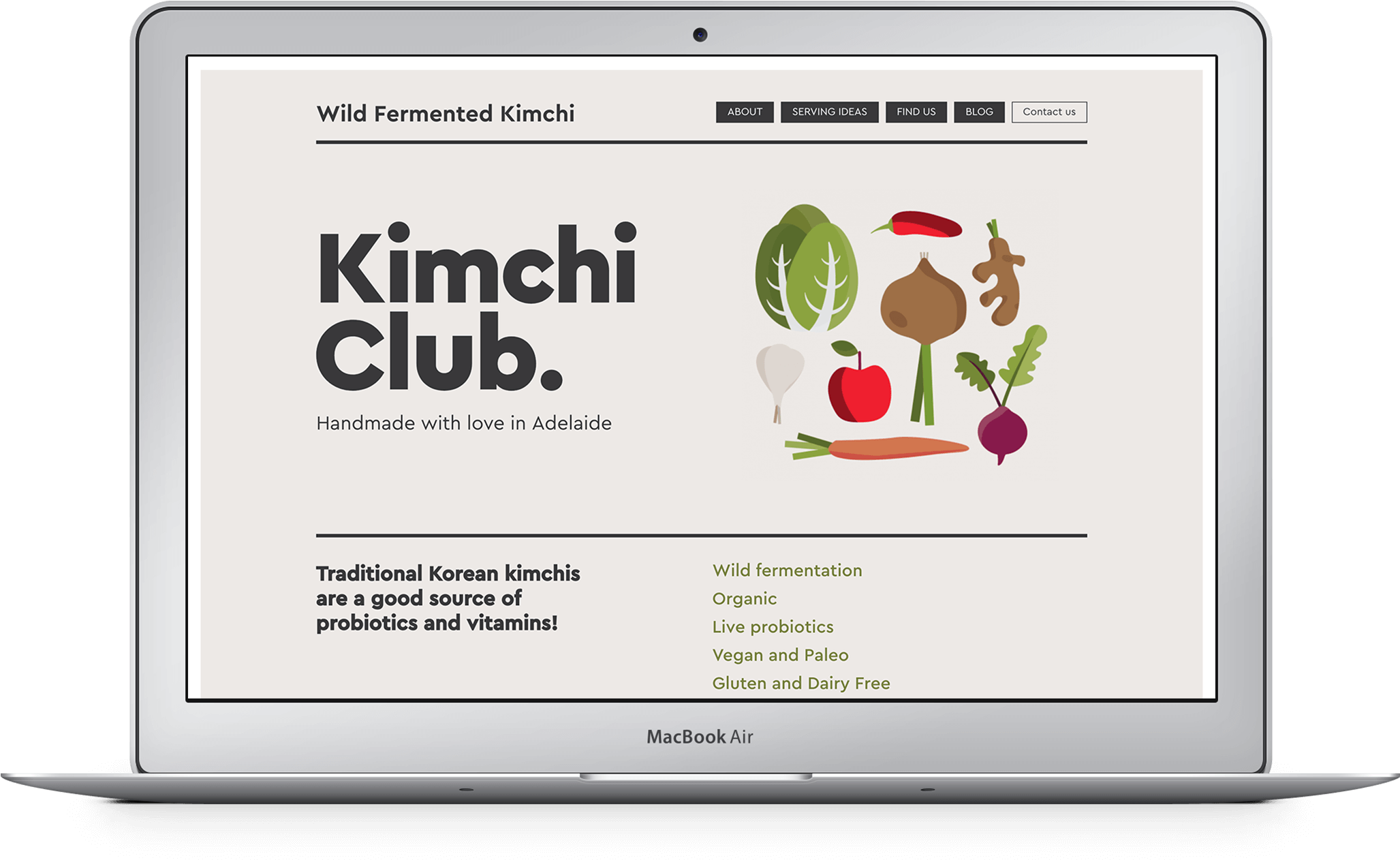 The Kimchi Club Homepage On A Macbook Air (2430x1361), Png Download