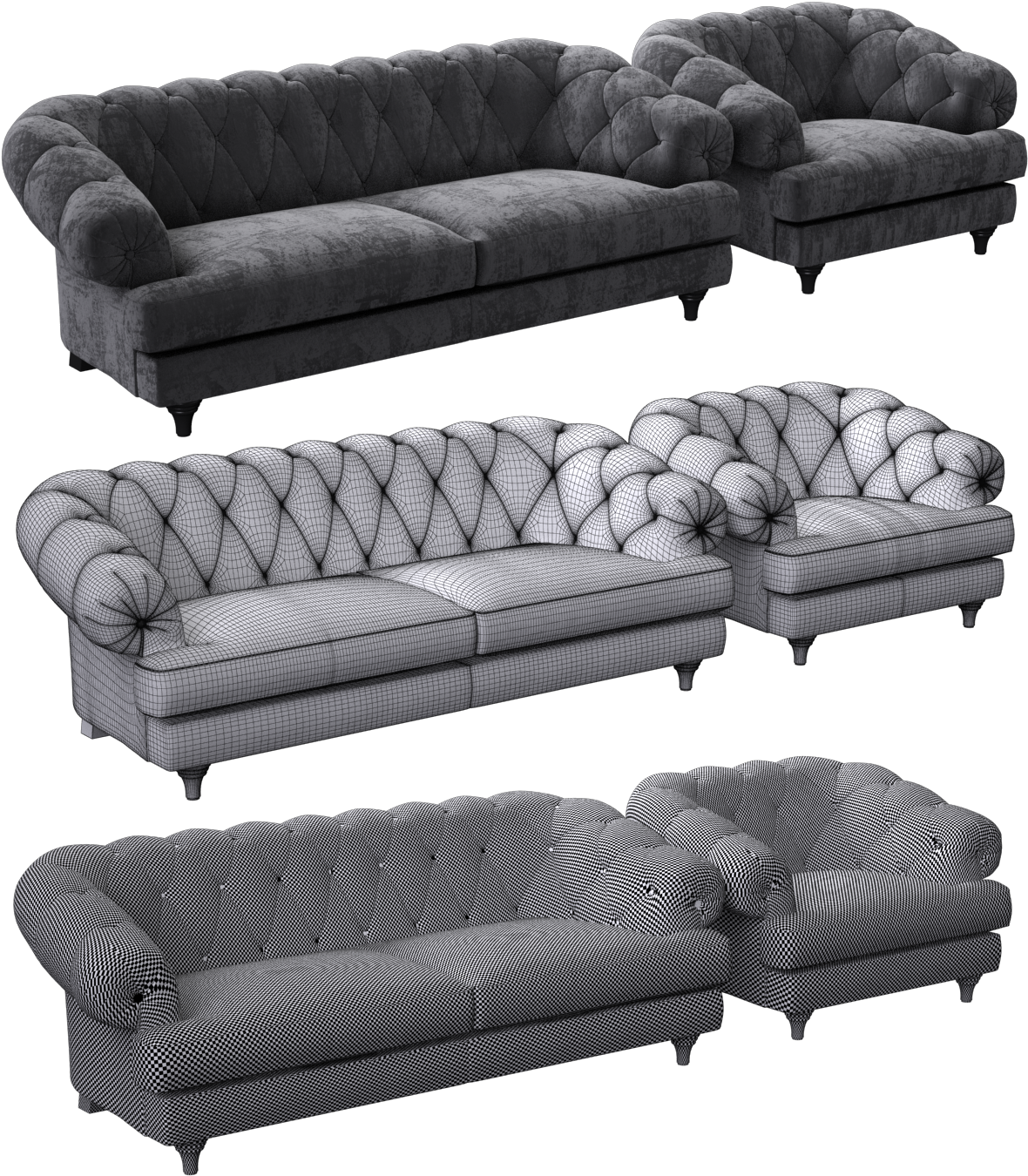 3d Model Classic Sofa (1200x1418), Png Download