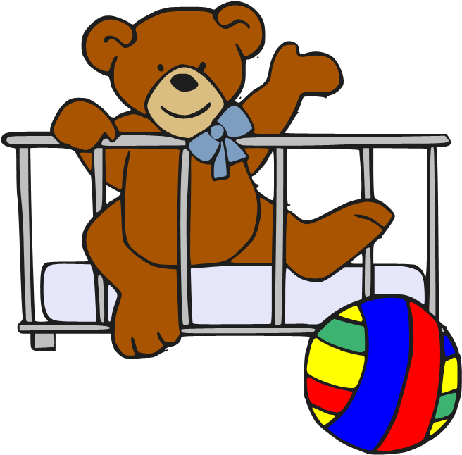 Baby Bear In Crib (678x667), Png Download