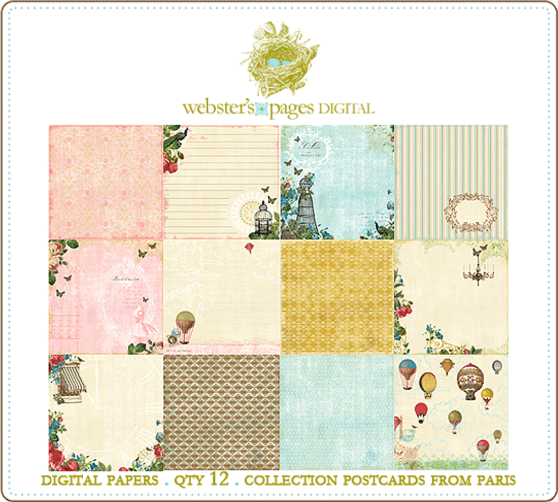 Postcards From Paris Papers Digi (1200x1200), Png Download