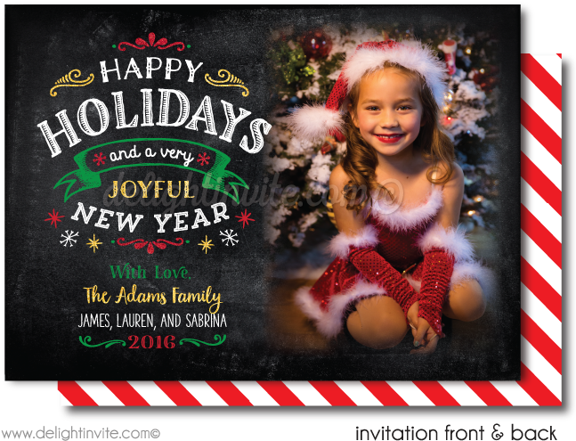 Calligraphy Chalkboard Holiday Photo Cards (656x530), Png Download