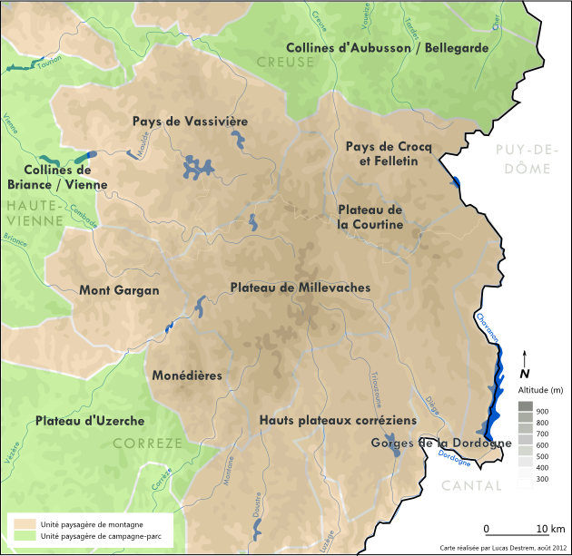 Carte Des Unités Paysagères Du Plateau De Millevaches (630x613), Png Download
