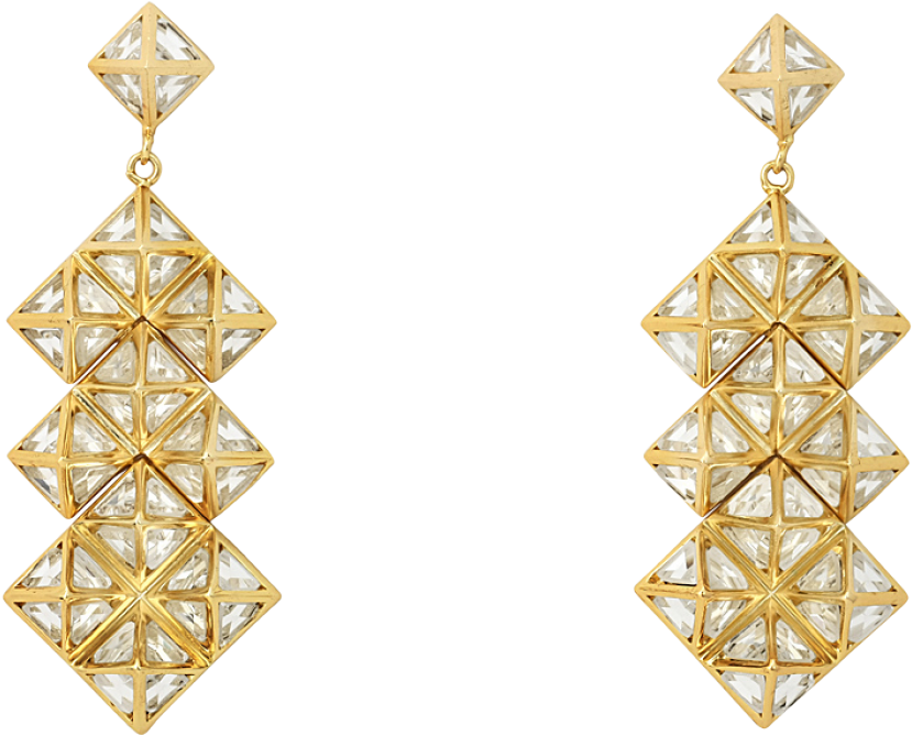 Pyramid Mirror Long Earrings (1200x1200), Png Download