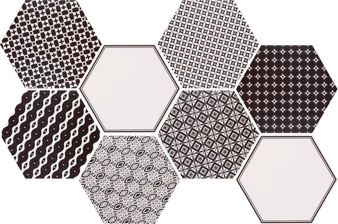 Black And White Pattern Hexagon Decortile 285x330mm (1080x715), Png Download